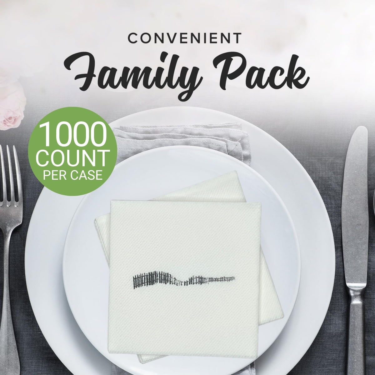 Bulk Disposable Cocktail Napkins — OLD-COUNTRY FENCE Print, Cloth-Like Airlaid, 1,000ct