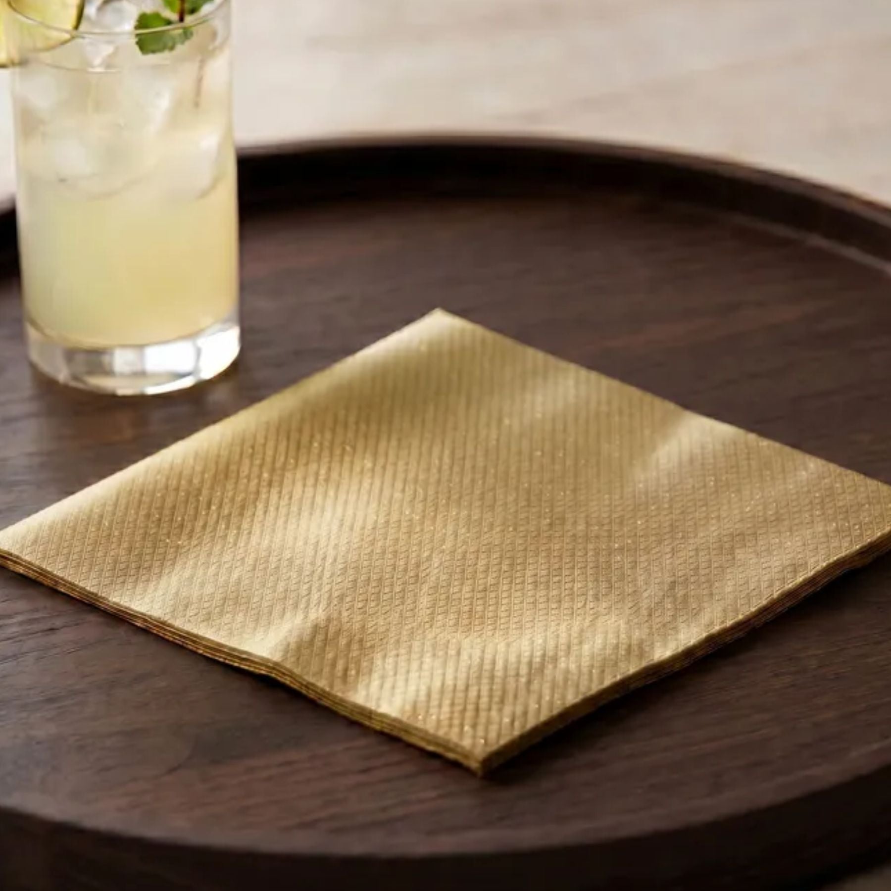 GOLD Disposable Cocktail Napkins — Cloth-Like Airlaid 10x10"