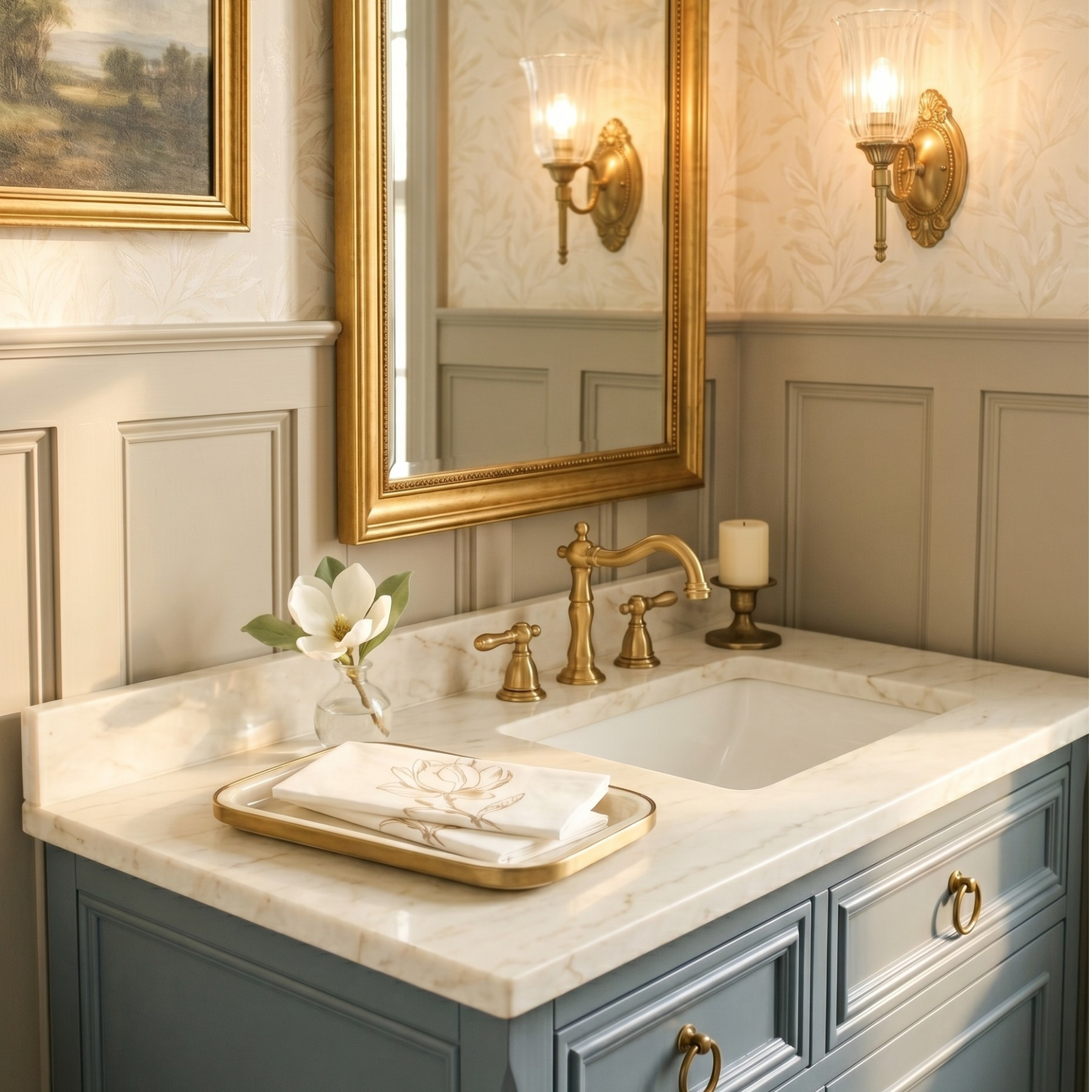 GOLD MAGNOLIA Disposable Guest Towels — Cloth-Like Airlaid 12x17"