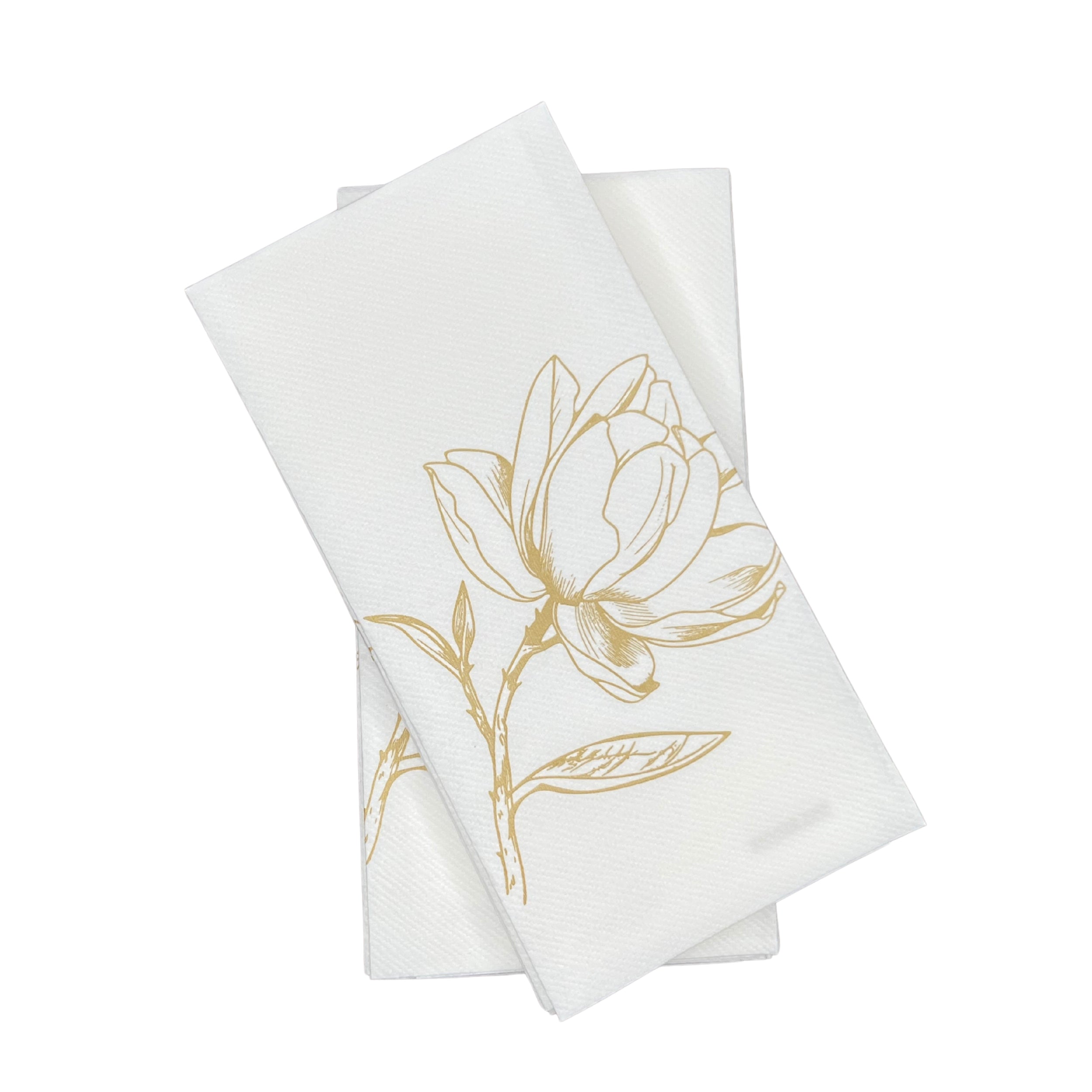 Gold magnolia SimuLinen guest hand towel