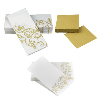 Signature Gold Floral + Gold Beverage Napkins