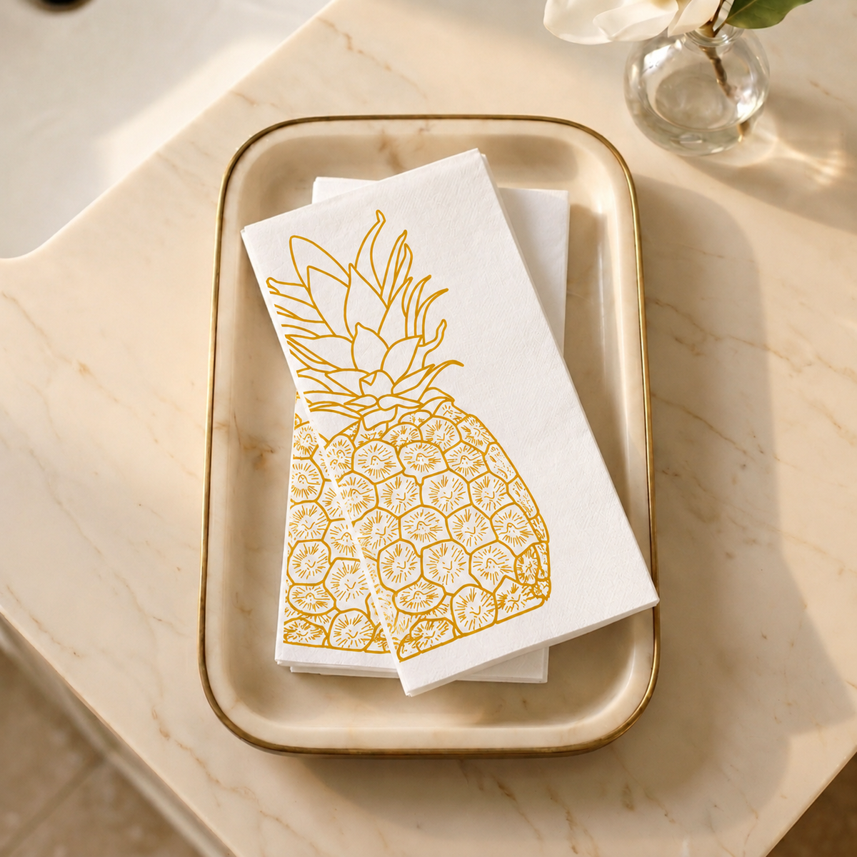 Gold Pineapple Guest Towel 25ct
