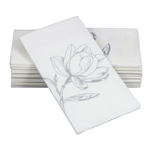 12"x17" SimuLinen - Silver Magnolia - Guest Towel 24ct **FINAL SALE**