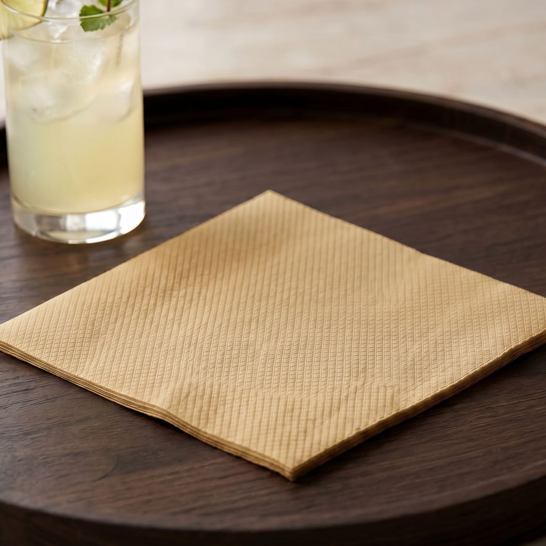 KRAFT NATURAL BROWN Disposable Cocktail Napkins — Cloth-Like Airlaid 10x10"