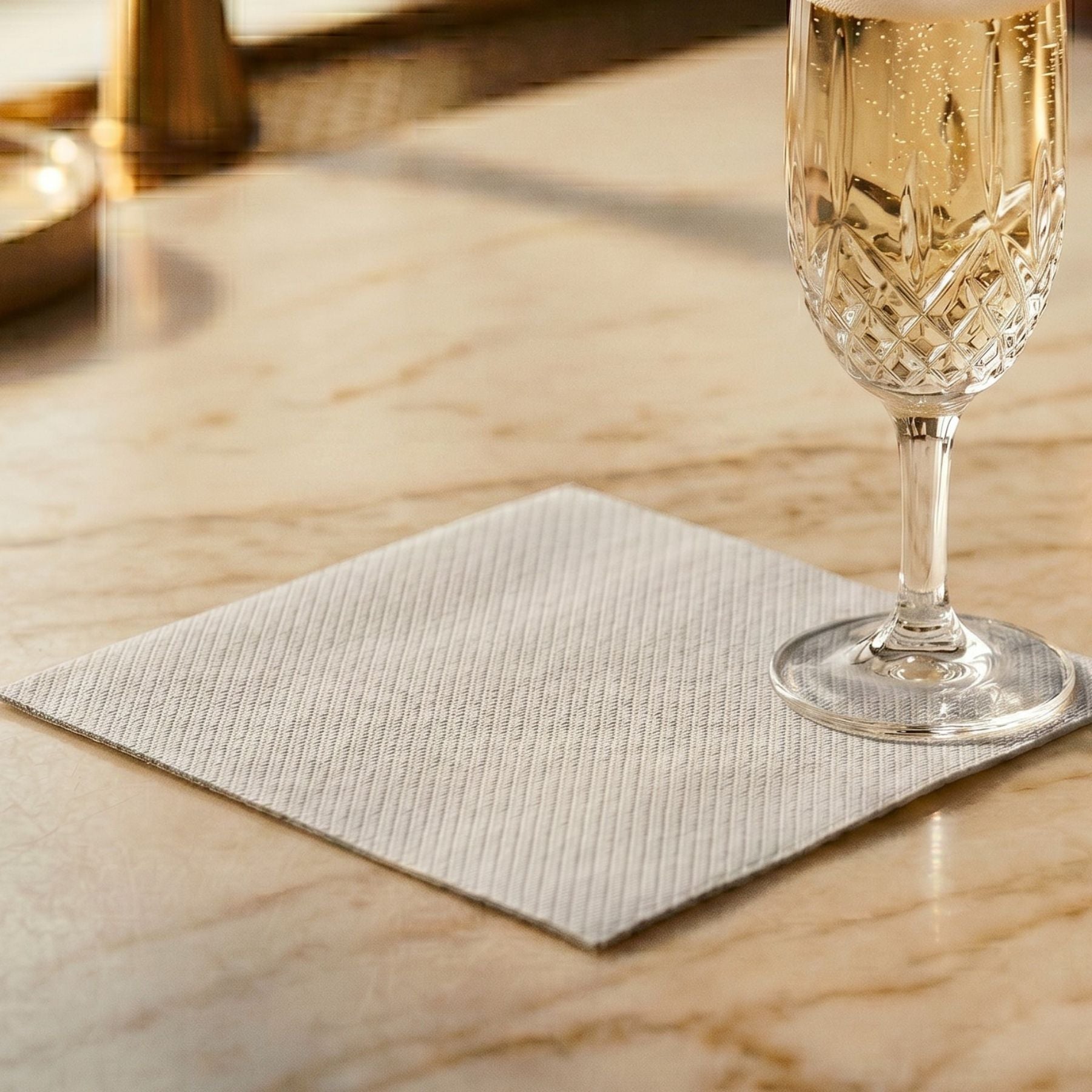 LIGHT GREY Disposable Cocktail Napkins — Cloth-Like Airlaid 10x10"