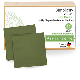 13"x13" SimuLinen Simplicity Collection - 3-Ply - Olive Green - Pack of 30