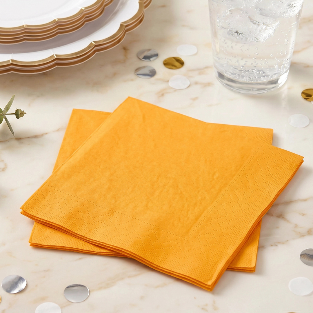 SUNSHINE ORANGE Simplicity Disposable Napkins — Premium 3-Ply 13x13"