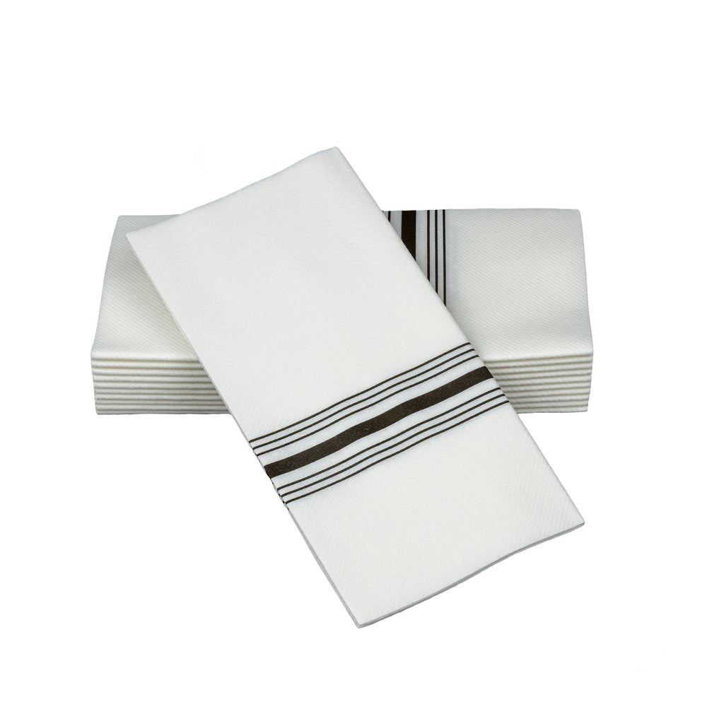 17″X17″ SimuLinen Premium Clothlike Dinner Napkin with BLACK BISTRO S