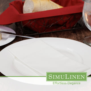 17"x17"  SimuLinen Premium Cloth-like Dinner Napkin WHITE with Discreet Pocket
