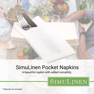 17"x17"  SimuLinen Premium Cloth-like Dinner Napkin WHITE with Discreet Pocket