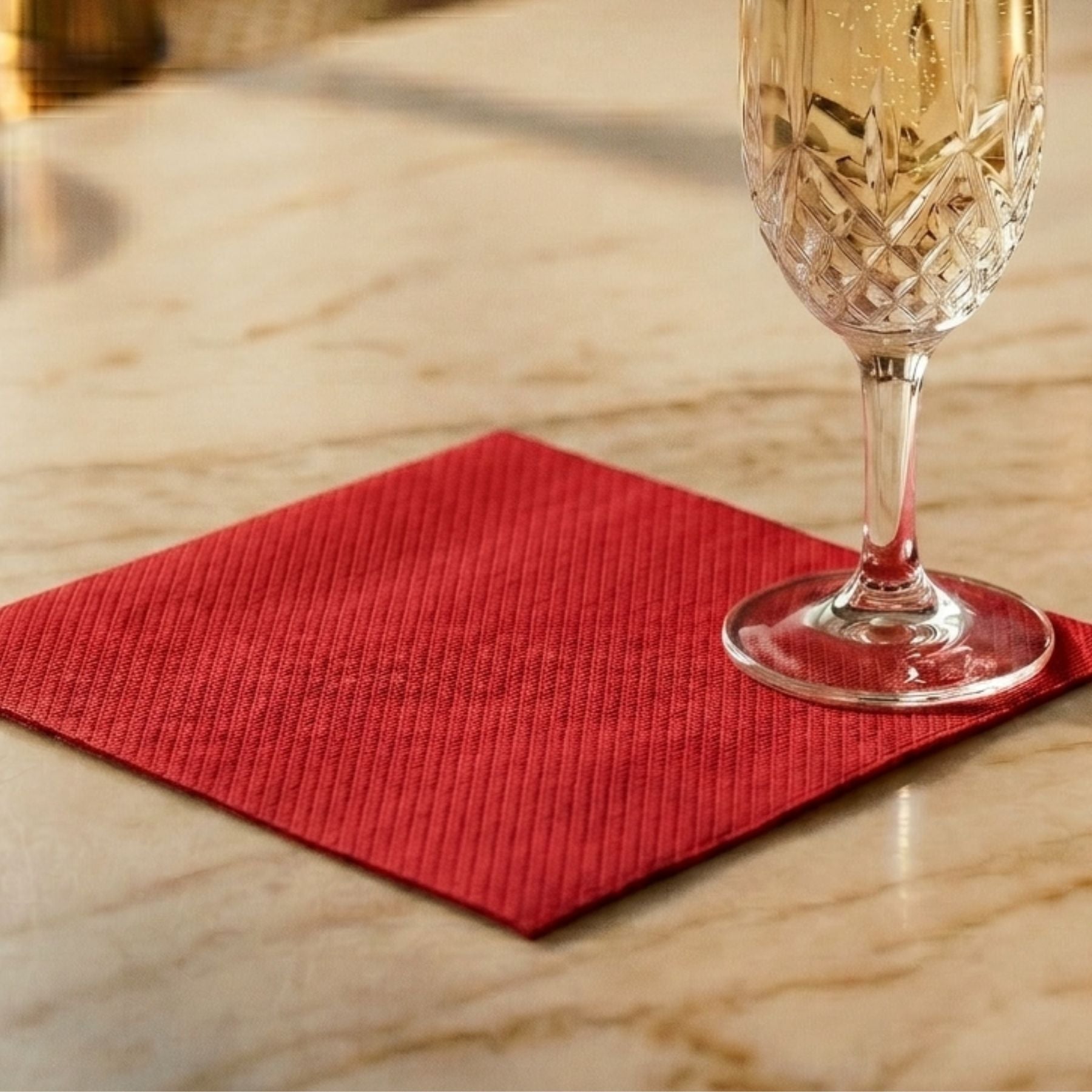 RED Disposable Cocktail Napkins — Cloth-Like Airlaid 10x10"