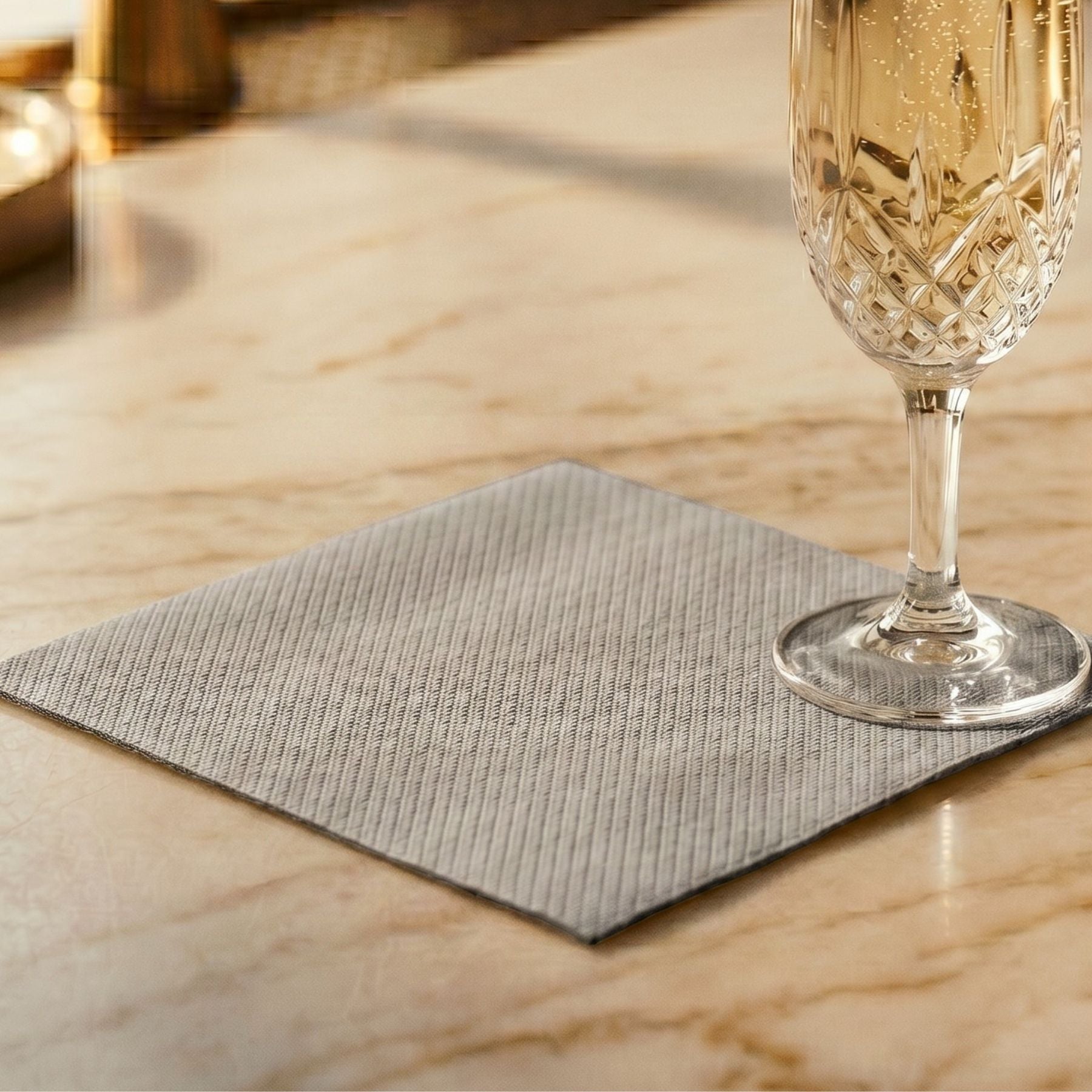 GREY Disposable Cocktail Napkins — Cloth-Like Airlaid 10x10"