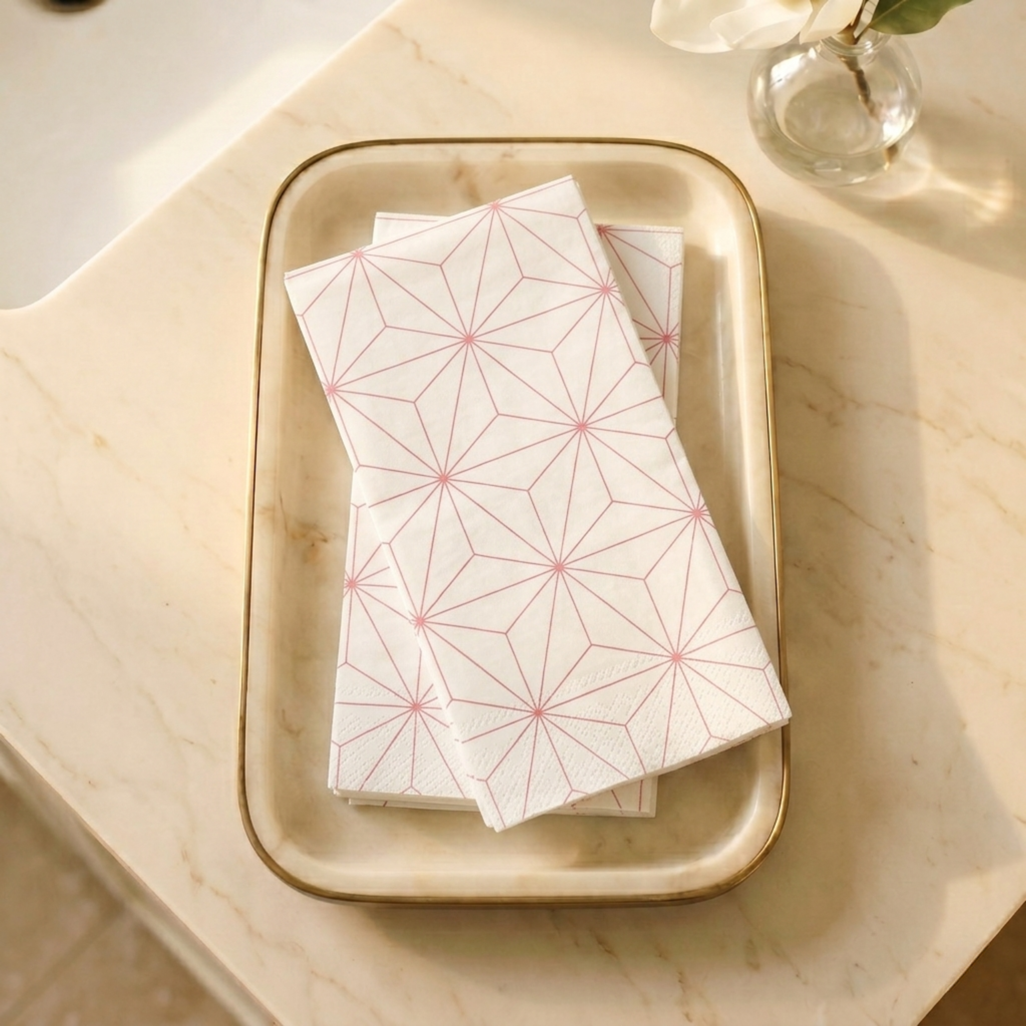 ROSE GOLD GEOMETRY Disposable Guest Towels — Cloth-Like Airlaid 12x17"