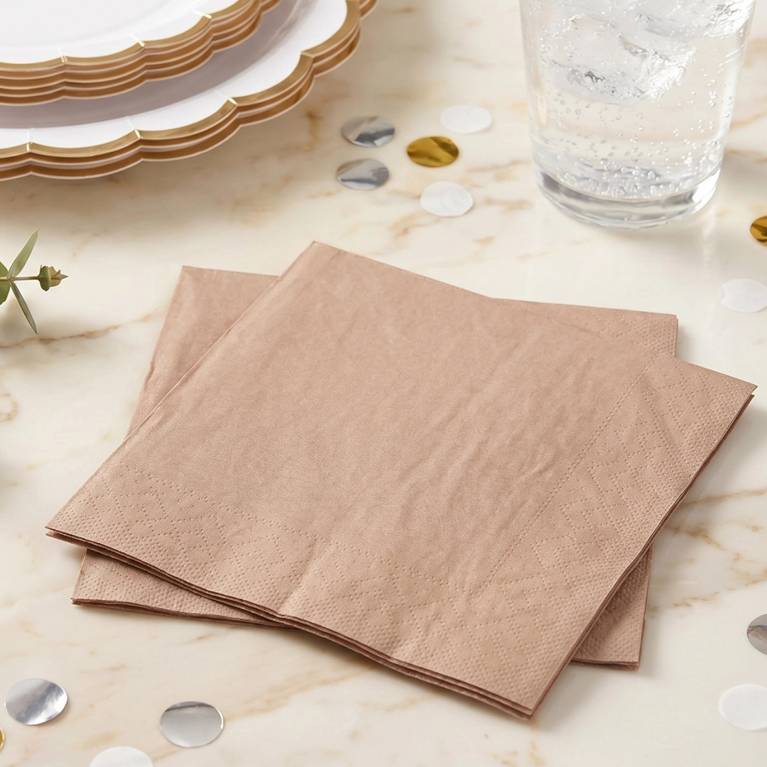 ROSE GOLD Simplicity Disposable Napkins — Premium 3-Ply 13x13"