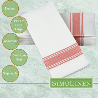 19"x17" SimuLinen Signature Bistro Red Stripe Dinner Napkin
