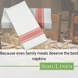 19"x17" SimuLinen Signature Bistro Red Stripe Dinner Napkin