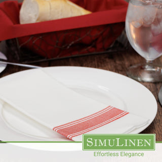 19"x17" SimuLinen Signature Bistro Red Stripe Dinner Napkin