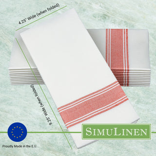 19"x17" SimuLinen Signature Bistro Red Stripe Dinner Napkin