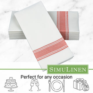 19"x17" SimuLinen Signature Bistro Red Stripe Dinner Napkin