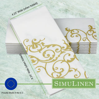 19"x17" SimuLinen Signature Gold Floral Dinner Napkin