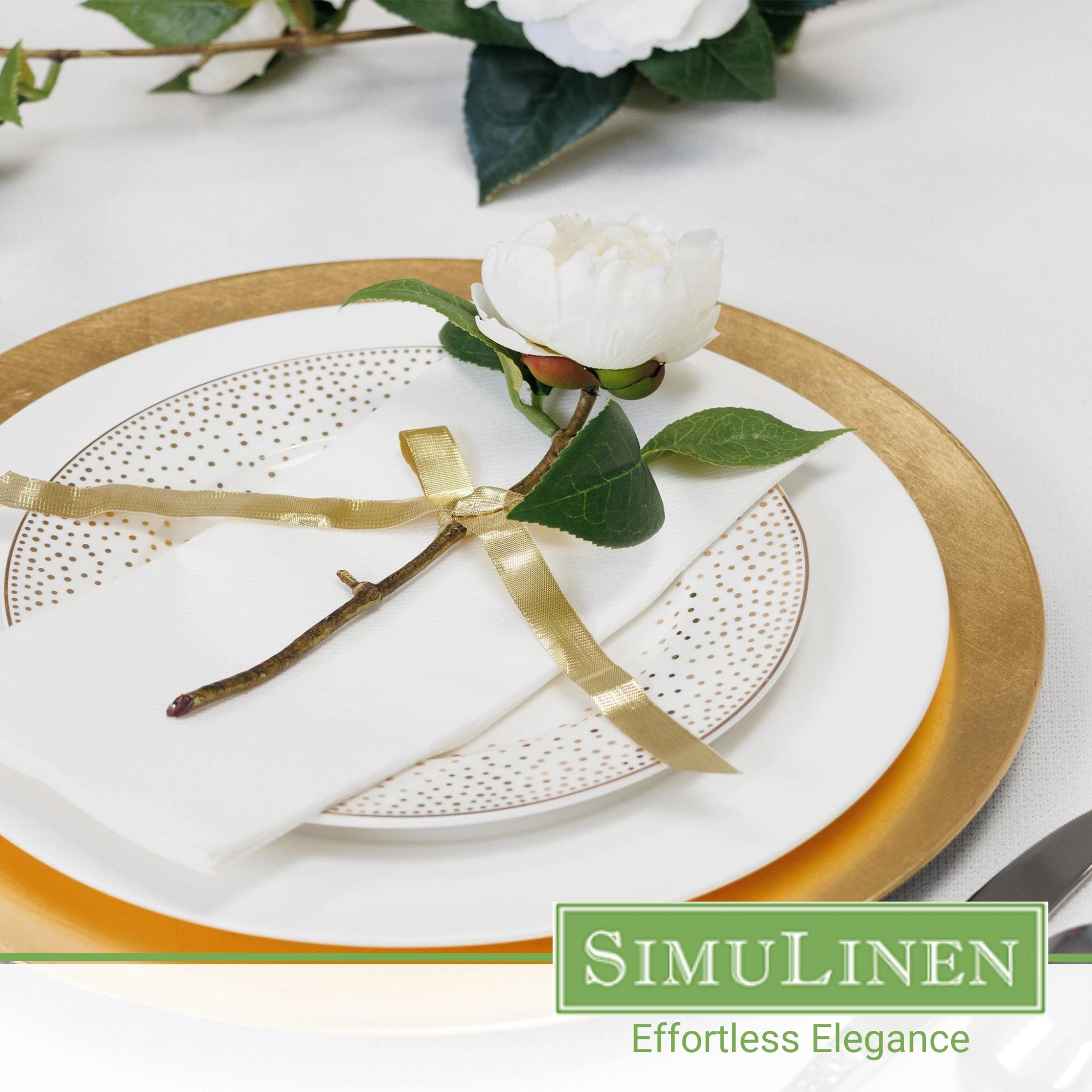 WHITE Signature Disposable Dinner Napkins — Cloth-Like Airlaid 19x17"