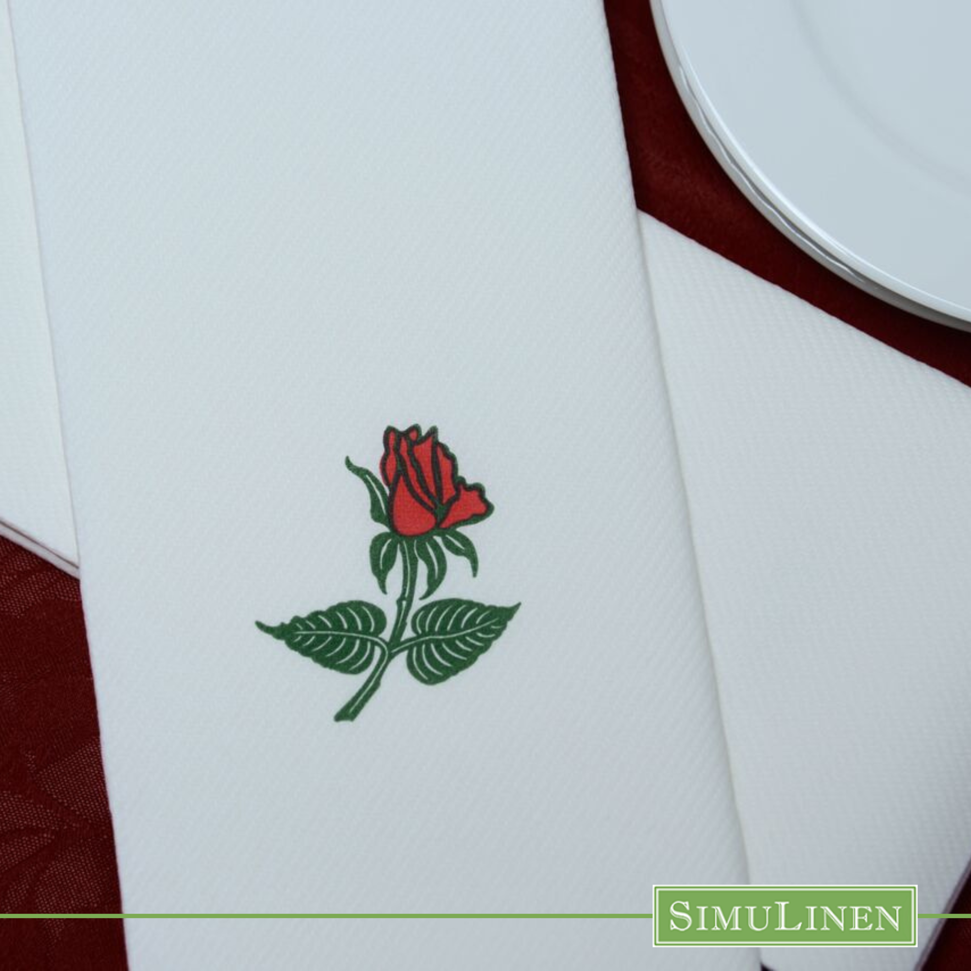 Rose SimuLinen dinner napkin close up design and texture