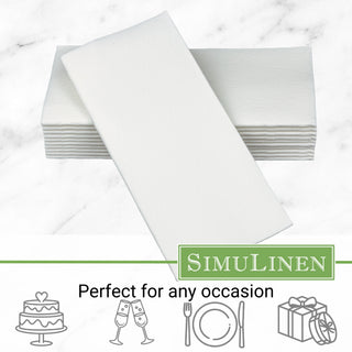 19"x17" SimuLinen Signature White Dinner Napkin
