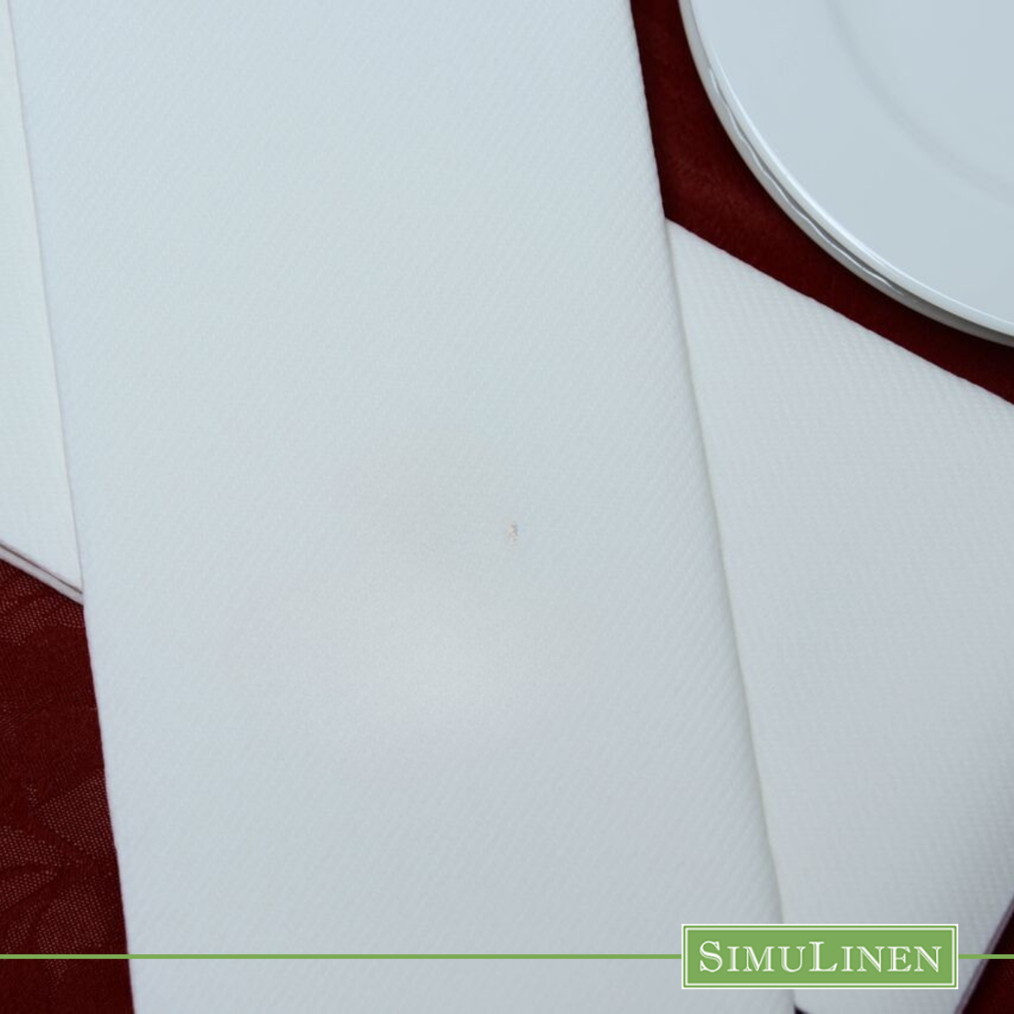 White SimuLinen dinner napkin close up texture