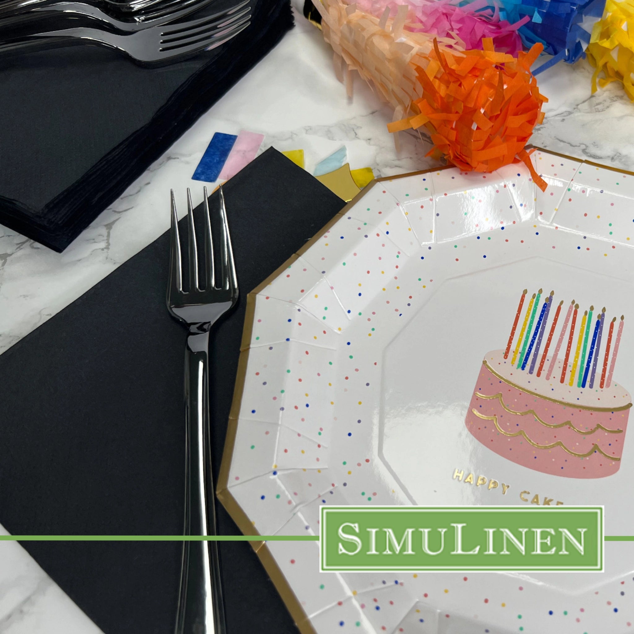 JET BLACK Simplicity Disposable Napkins — Premium 3-Ply 13x13"