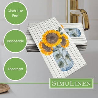 12"x17" SimuLinen Signature Shiplap and Sunflowers Guest Towel