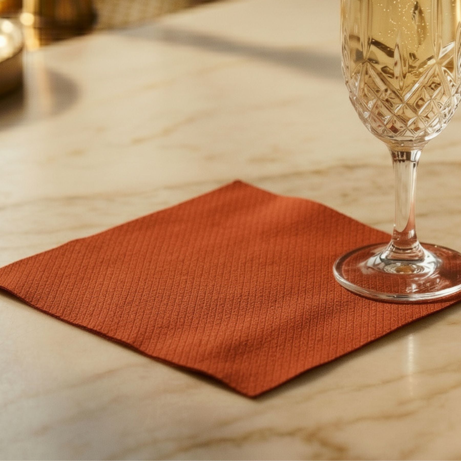 ORANGE TERRACOTTA Disposable Cocktail Napkins — Cloth-Like Airlaid 10x10"