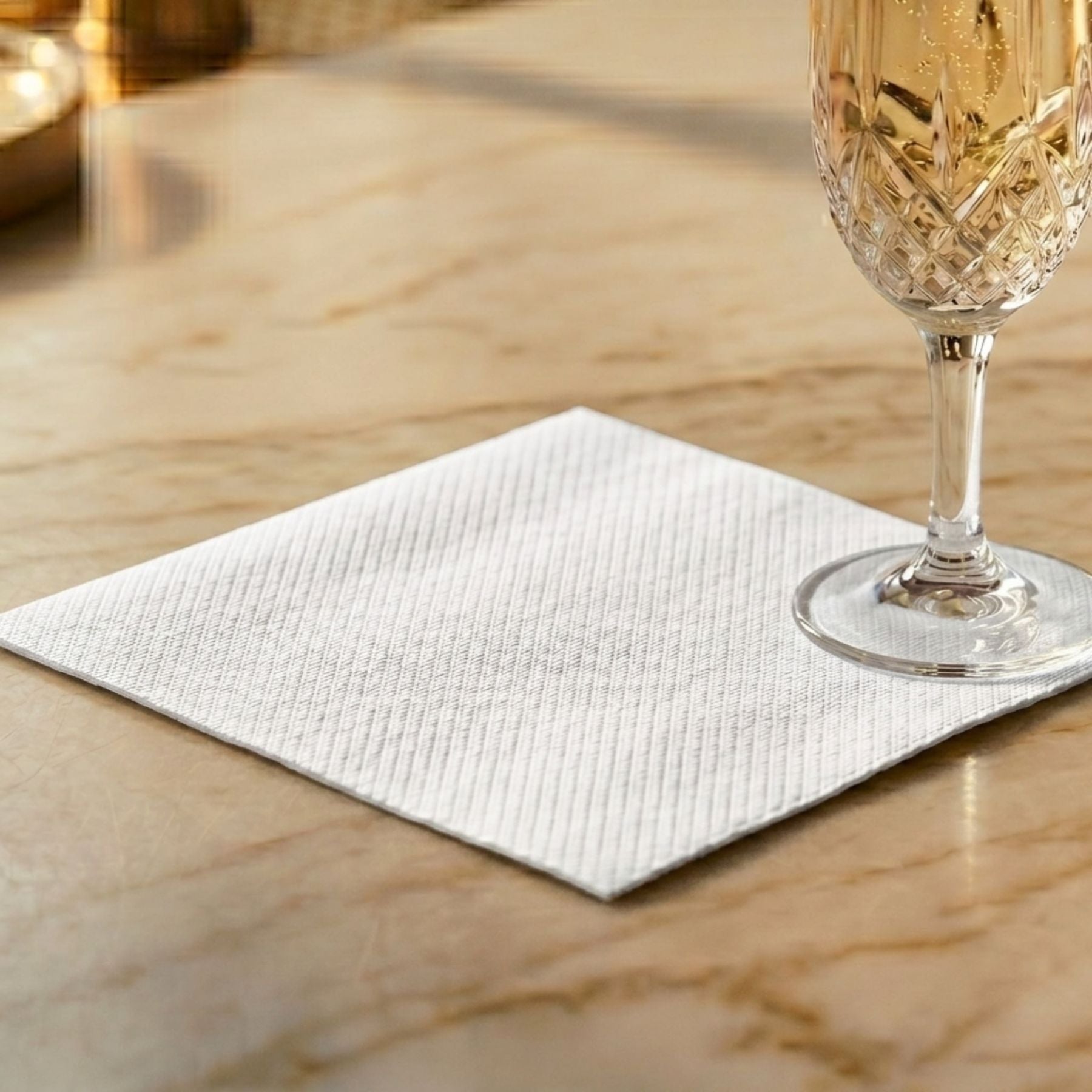 WHITE Disposable Cocktail Napkins — Cloth-Like Airlaid 10x10"