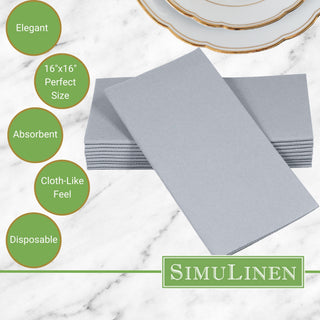 Signature Color Disposable Dinner Napkin Bullet Points. Elegant. 16"x16" - Perfect size. Absorbent. Cloth-Like feel. Disposable.