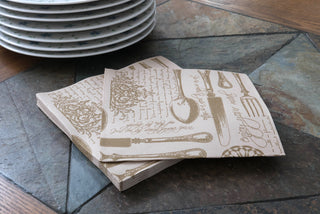 SimuLinen Gallery Vintage Brown and Gold Dinner Napkin