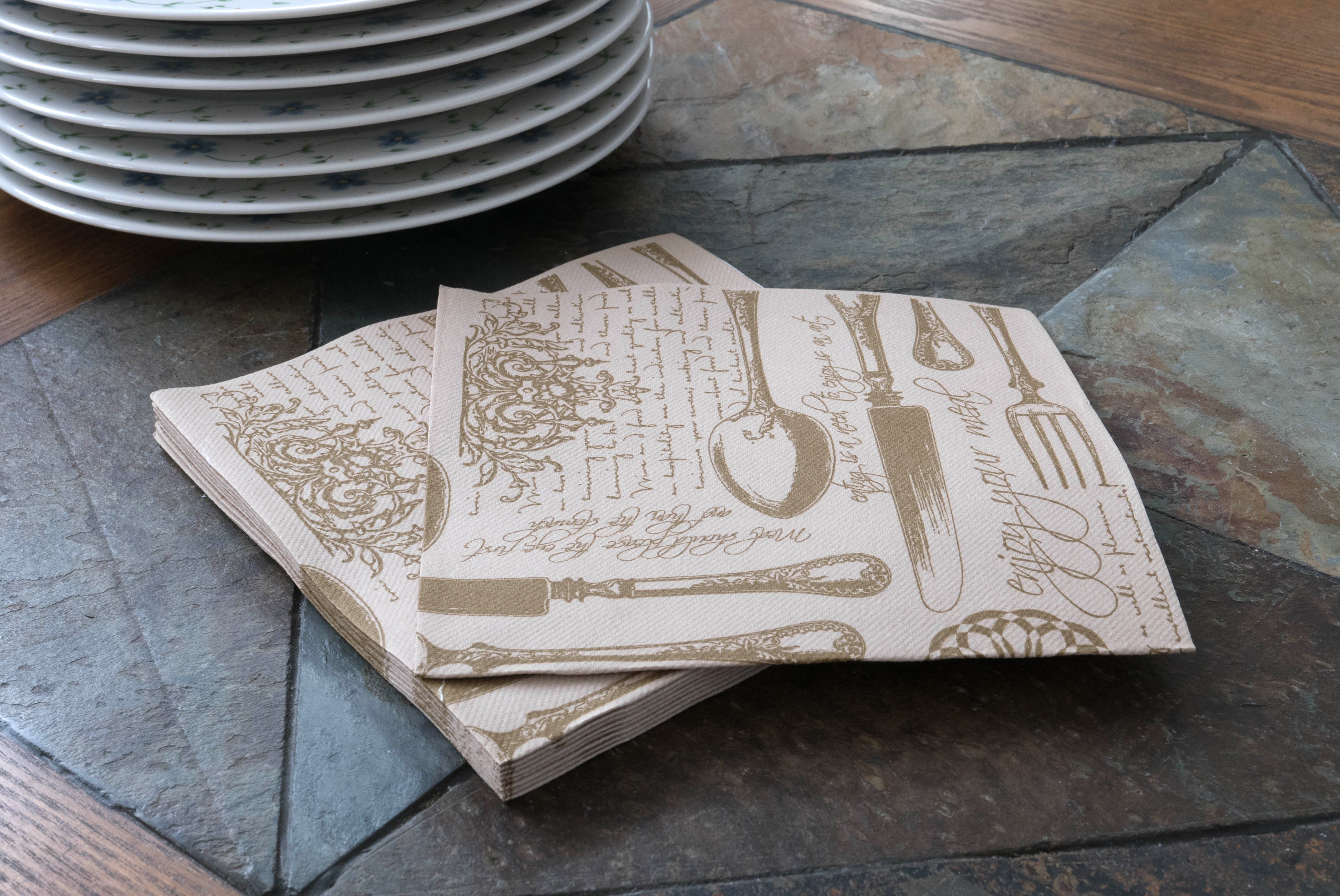 SimuLinen Gallery Vintage Brown and Gold Dinner Napkin