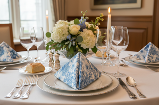 Mastering the Art of the Table: Mixing Blue Garden Designs with Solid Colors for Stunning Place Settings
