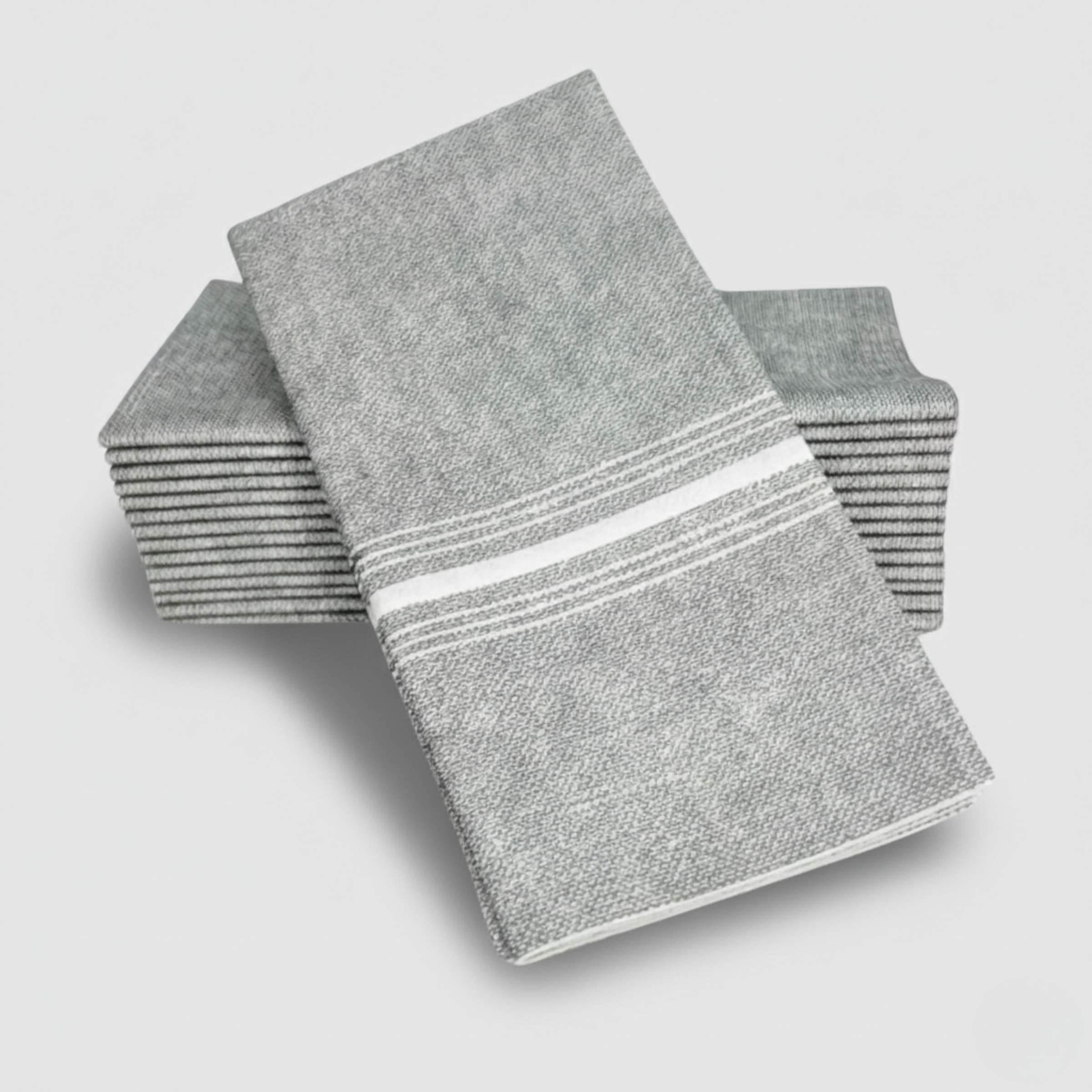 Grey with white bistro stripe select SimuLinen dinner napkin