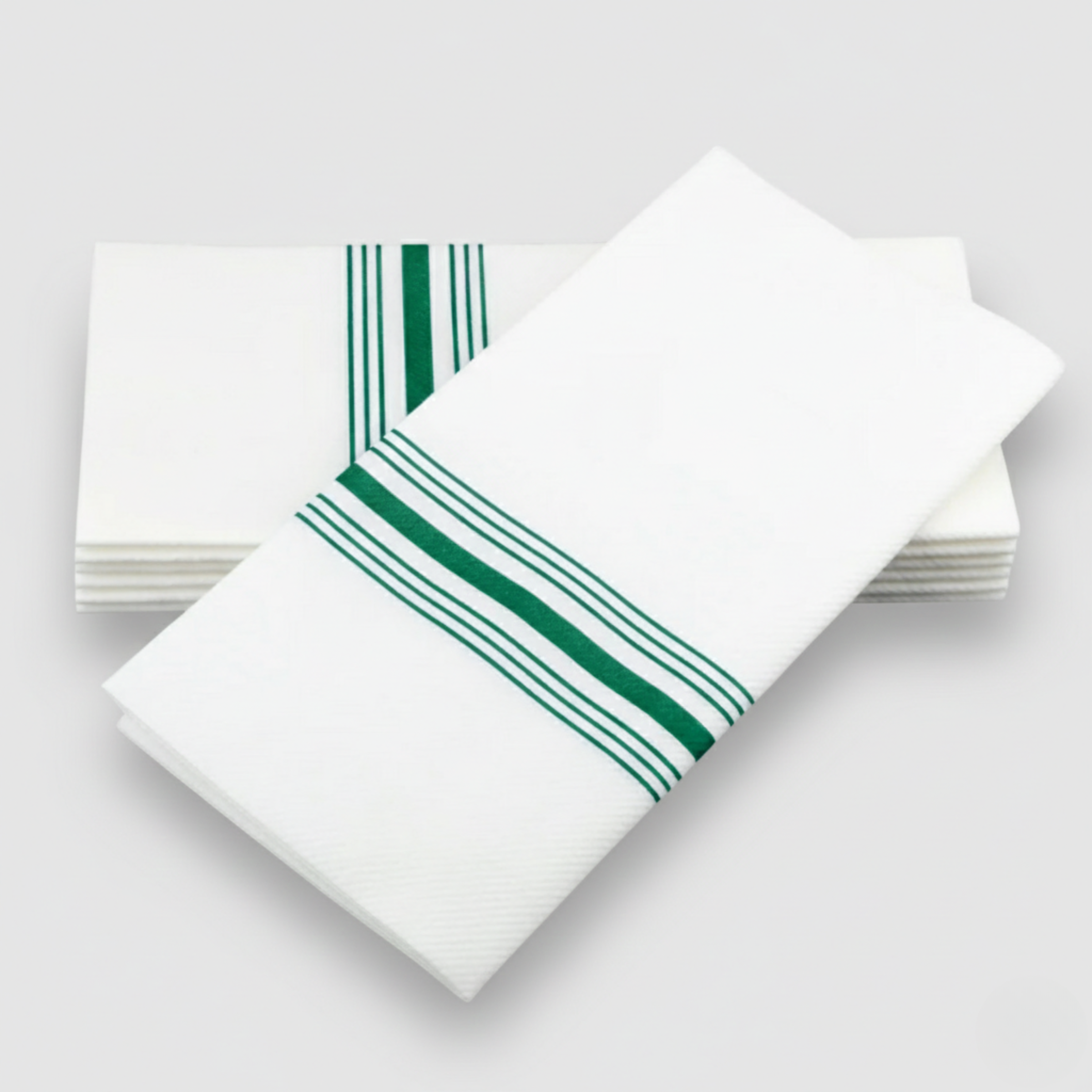 Green bistro stripe pocket SimuLinen dinner napkin