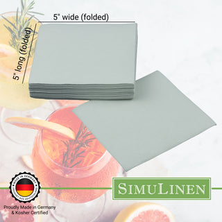 SimuLinen Cocktail and Party Napkins Beverage Napkins - LIGHT GREY
