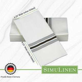 17″X17″ SimuLinen Premium Cloth-like Dinner Napkin with BLACK BISTRO STRIPE & Discreet Pocket