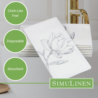 12"x17" SimuLinen Signature Silver Magnolia Guest Towel 100ct