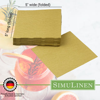 SimuLinen Cocktail and Party Napkins Beverage Napkins - GOLD