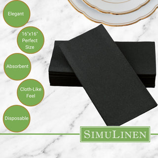 Signature Color Disposable Dinner Napkin Bullet Points. Elegant. 16"x16" - Perfect size. Absorbent. Cloth-Like feel. Disposable.