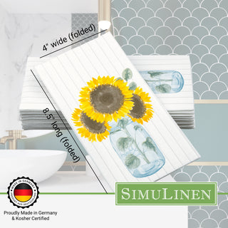 12"x17" SimuLinen Signature Shiplap and Sunflowers Guest Towel