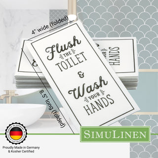 12"x17" SimuLinen Signature Wash Your Hands Guest Towel