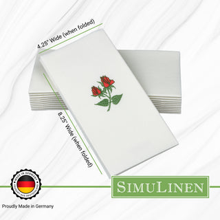 17″X17″ SimuLinen Premium Cloth-like Dinner Napkin with ROSE DESIGN & Discreet Pocket