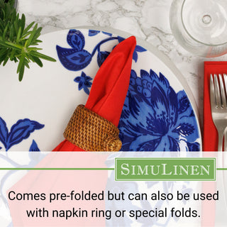 Comes pre-folded but can also be used with a napkin ring or special folds.