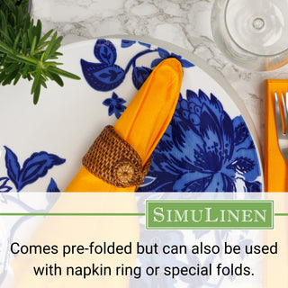 Comes pre-folded but can also be used with a napkin ring or special folds.
