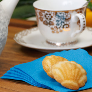 Aqua Blue beverage napkins with tea setting