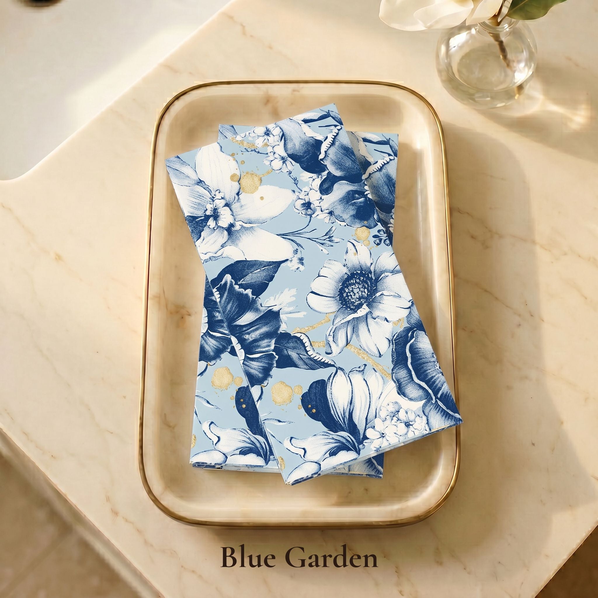 Blue Garden Guest Towel 25ct